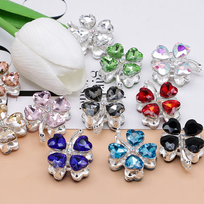 FS4848- Approximately 2.9×2.4×1.3 Cm Four - leaf Clover Alloy Beads Four - way Passable For Pen