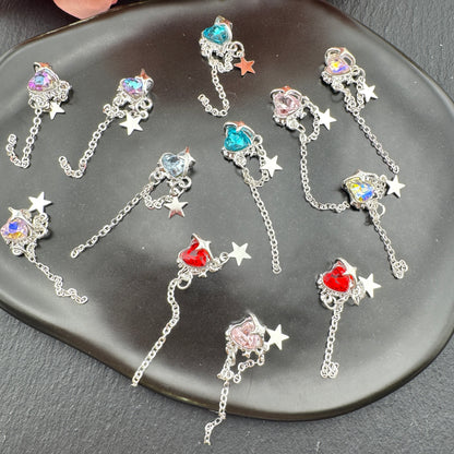 FS5413- 11×32mm Heart-shaped Alloy Pendant Nail Stickers