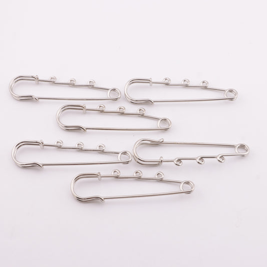FS5866- 6.5cm Big Size Silver Pins With Four Hanging Holes