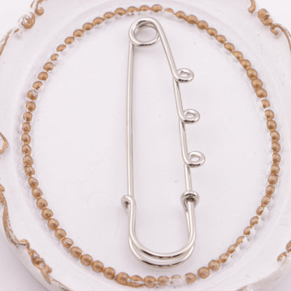 FS5866- 6.5cm Big Size Silver Pins With Four Hanging Holes
