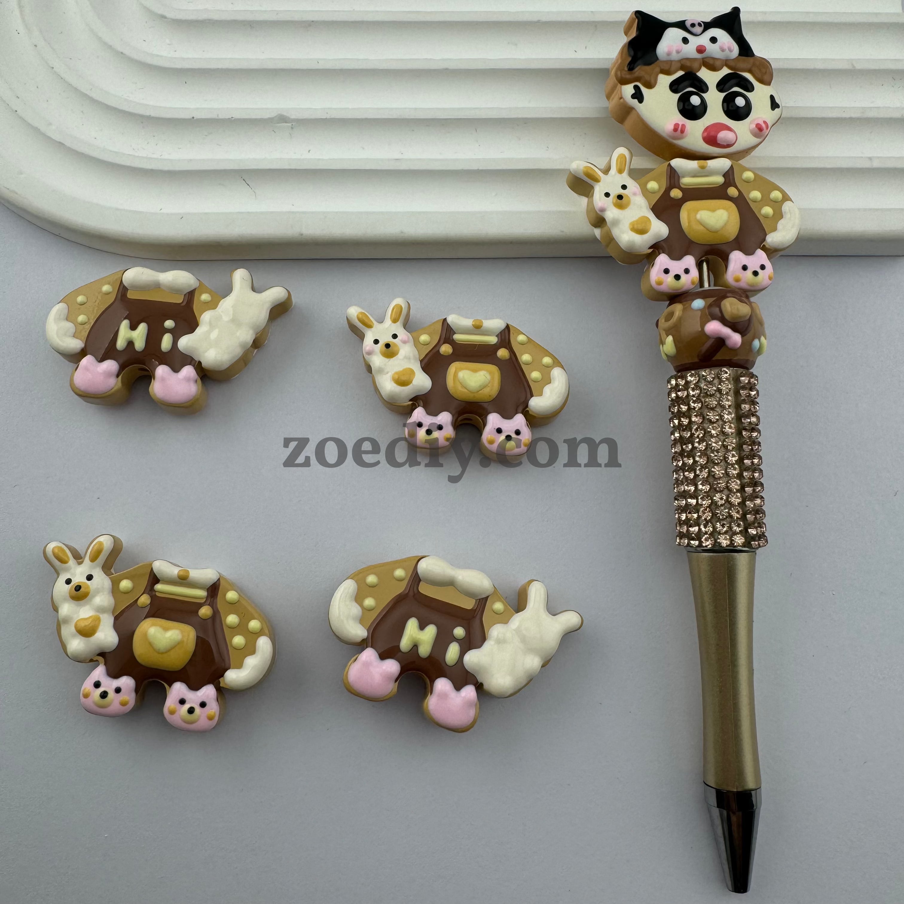 FS0372- Brown Cloth Painted Beads Fit For Beadable Pen