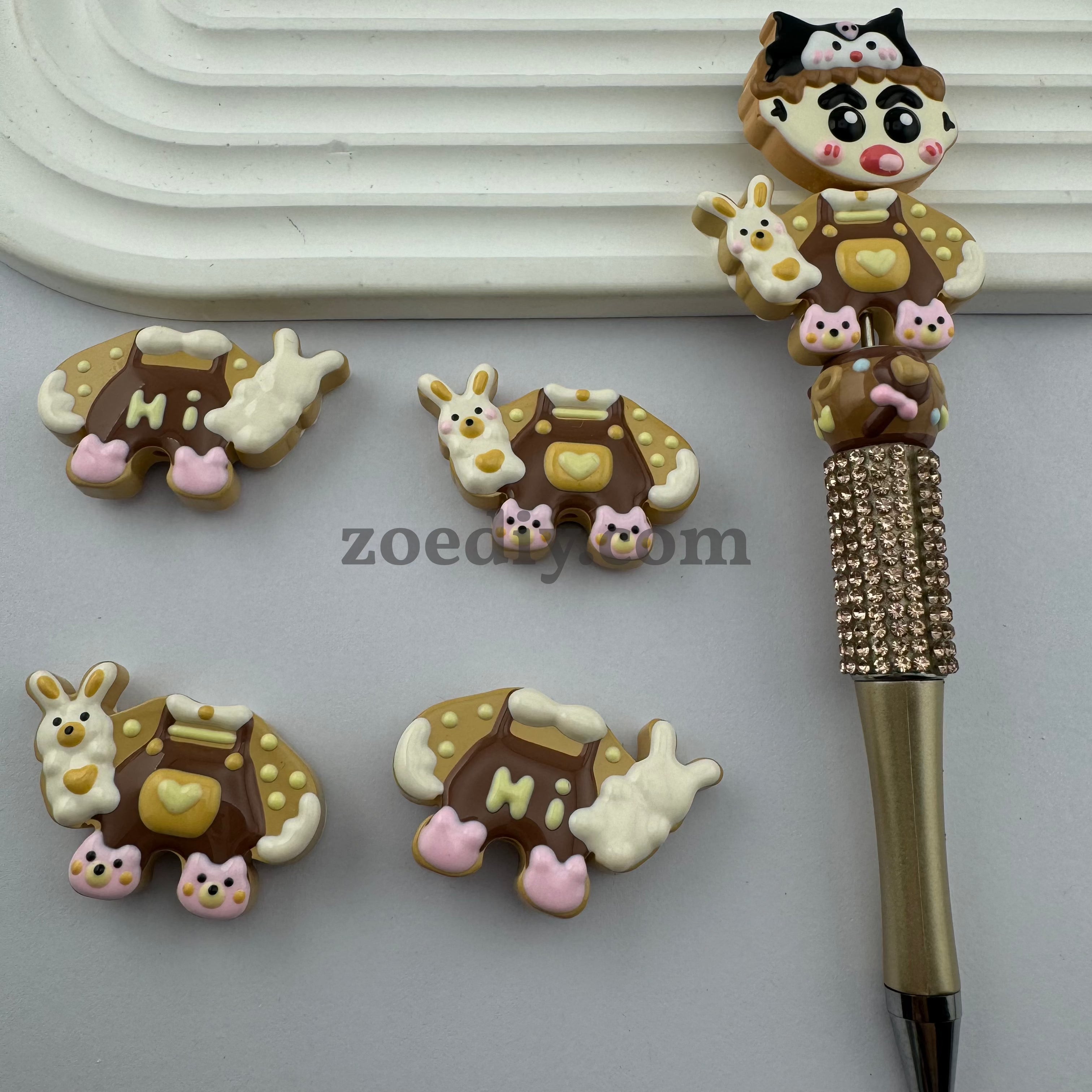 FS0372- Brown Cloth Painted Beads Fit For Beadable Pen