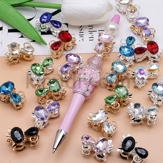 FS4847-Crystal Diamond Cat Alloy Beads Fit For Beadable Pens