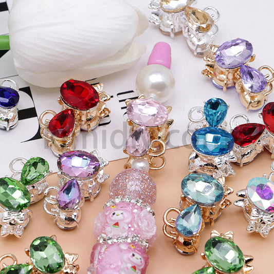FS4847-Crystal Diamond Cat Alloy Beads Fit For Beadable Pens