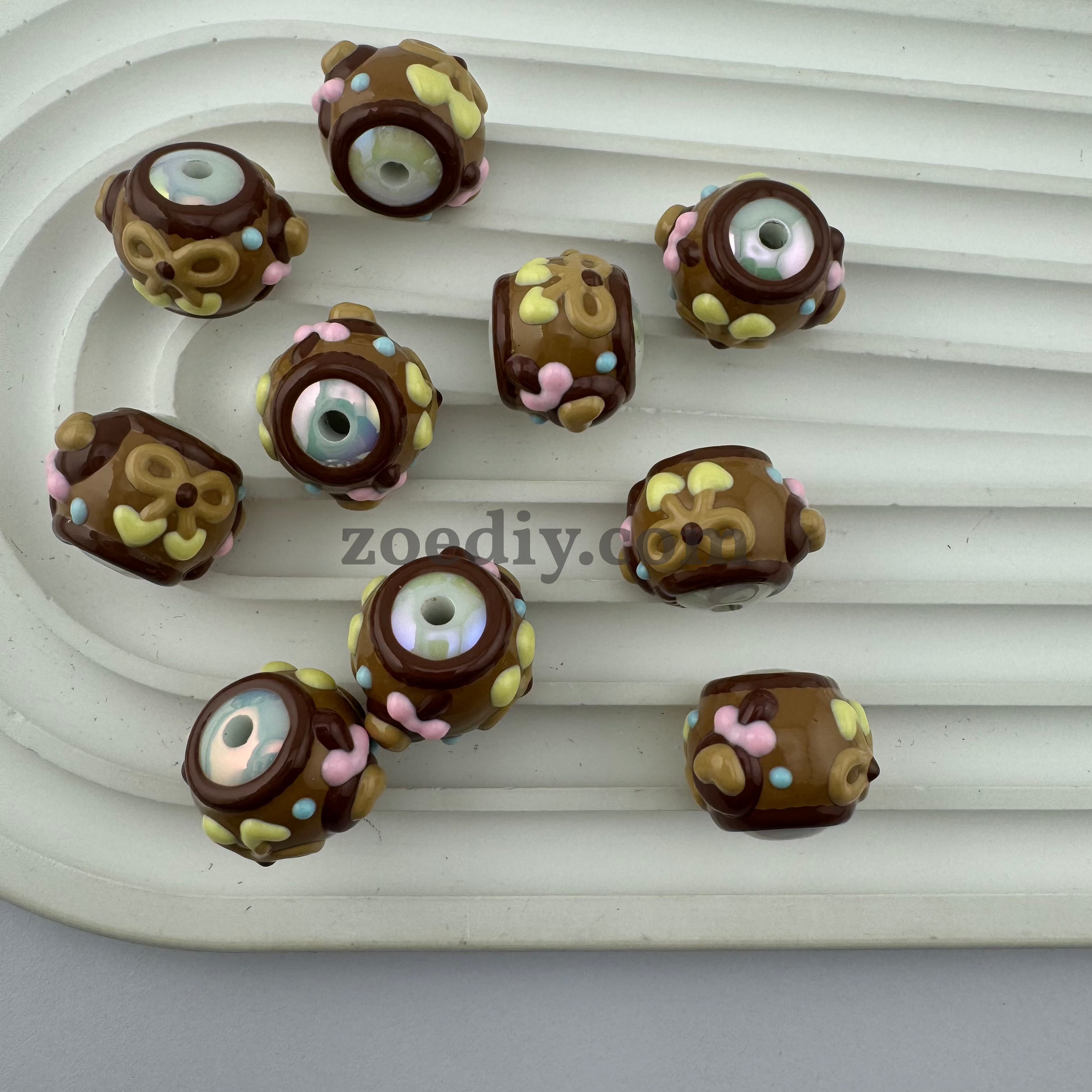 FS0373- 16MM Brown Handpainted Beads Fit For Beadable Pens