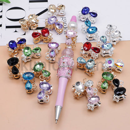 FS4847-Crystal Diamond Cat Alloy Beads Fit For Beadable Pens
