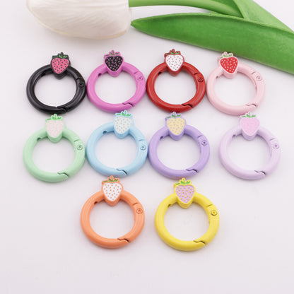 FS5950- 27mm Strawberry Keychain, Baked - Enamel Strawberry Key Ring