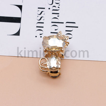FS4847-Crystal Diamond Cat Alloy Beads Fit For Beadable Pens