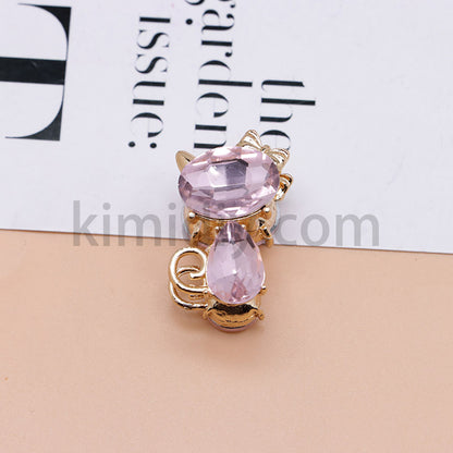 FS4847-Crystal Diamond Cat Alloy Beads Fit For Beadable Pens