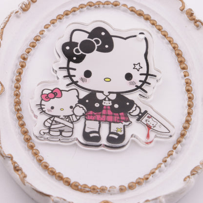 FS5871- 49*47Mm Big And Small HK With 1 Hole Single-Hole Big And Small Kitty Acrylic Sheets