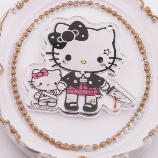 FS5871- 49*47Mm Big And Small HK With 1 Hole Single-Hole Big And Small Kitty Acrylic Sheets