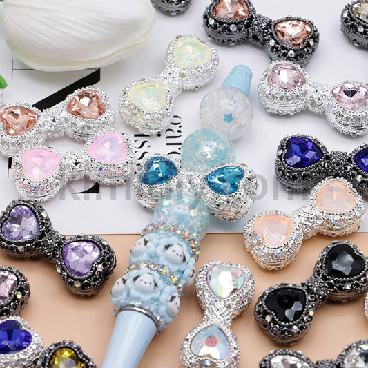 FS4842-Double Heart Bows Beads Fit For Beadable Pens