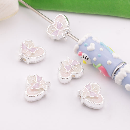 FS5877- Luminous Heart-shaped Alloy Beads