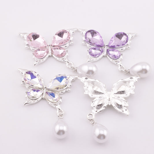 FS5690- Butterfly Charms Butterfly Patches With Waterdrop Pearl Pendants