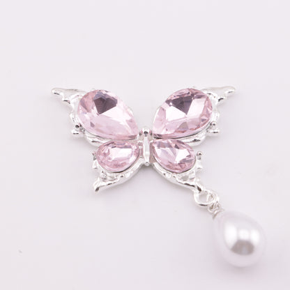 FS5690- Butterfly Charms Butterfly Patches With Waterdrop Pearl Pendants