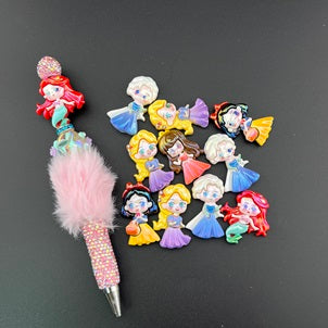 Mixed UV Shiny Cartoon Princess Resin Beads Fit For Beadable Pens