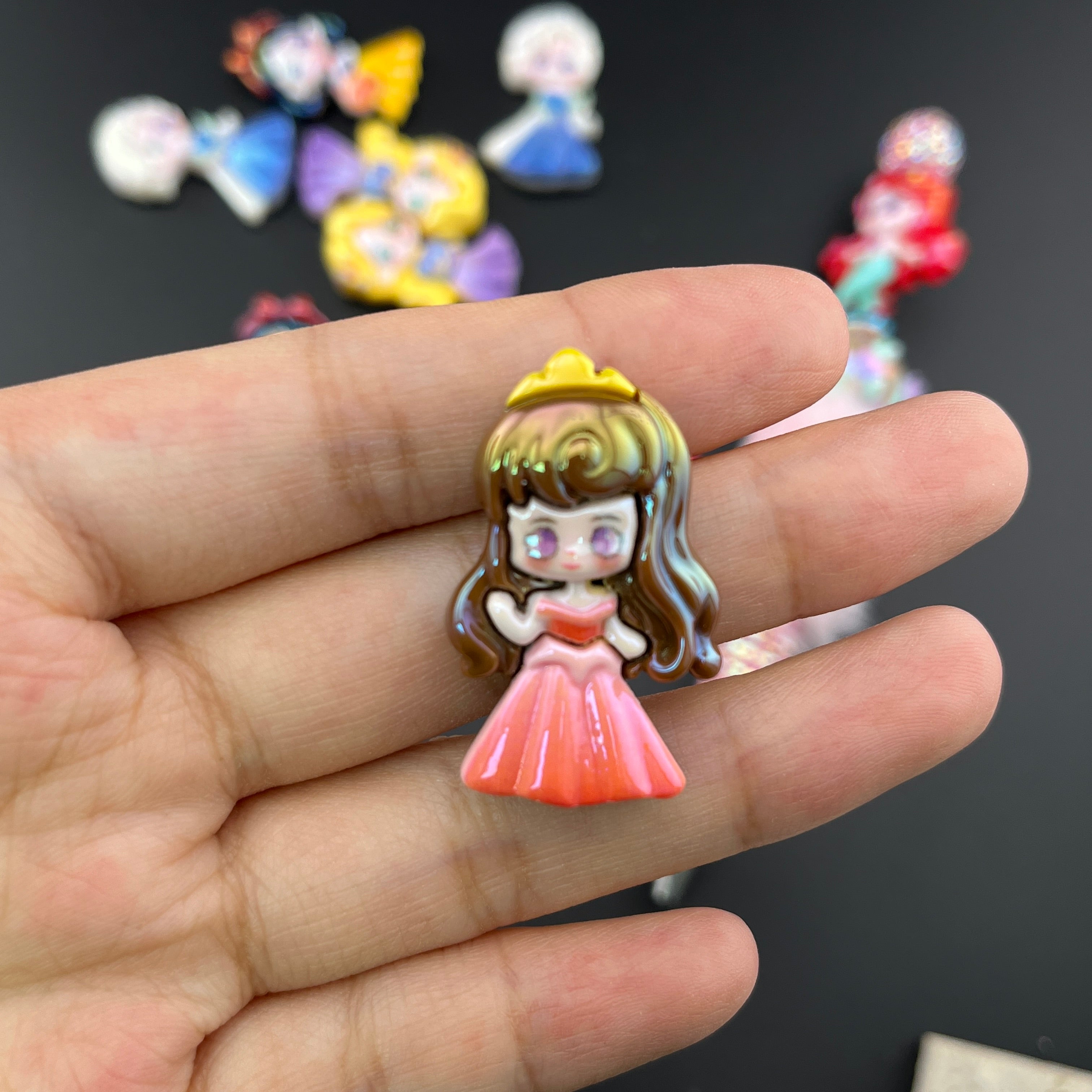 Mixed UV Shiny Cartoon Princess Resin Beads Fit For Beadable Pens