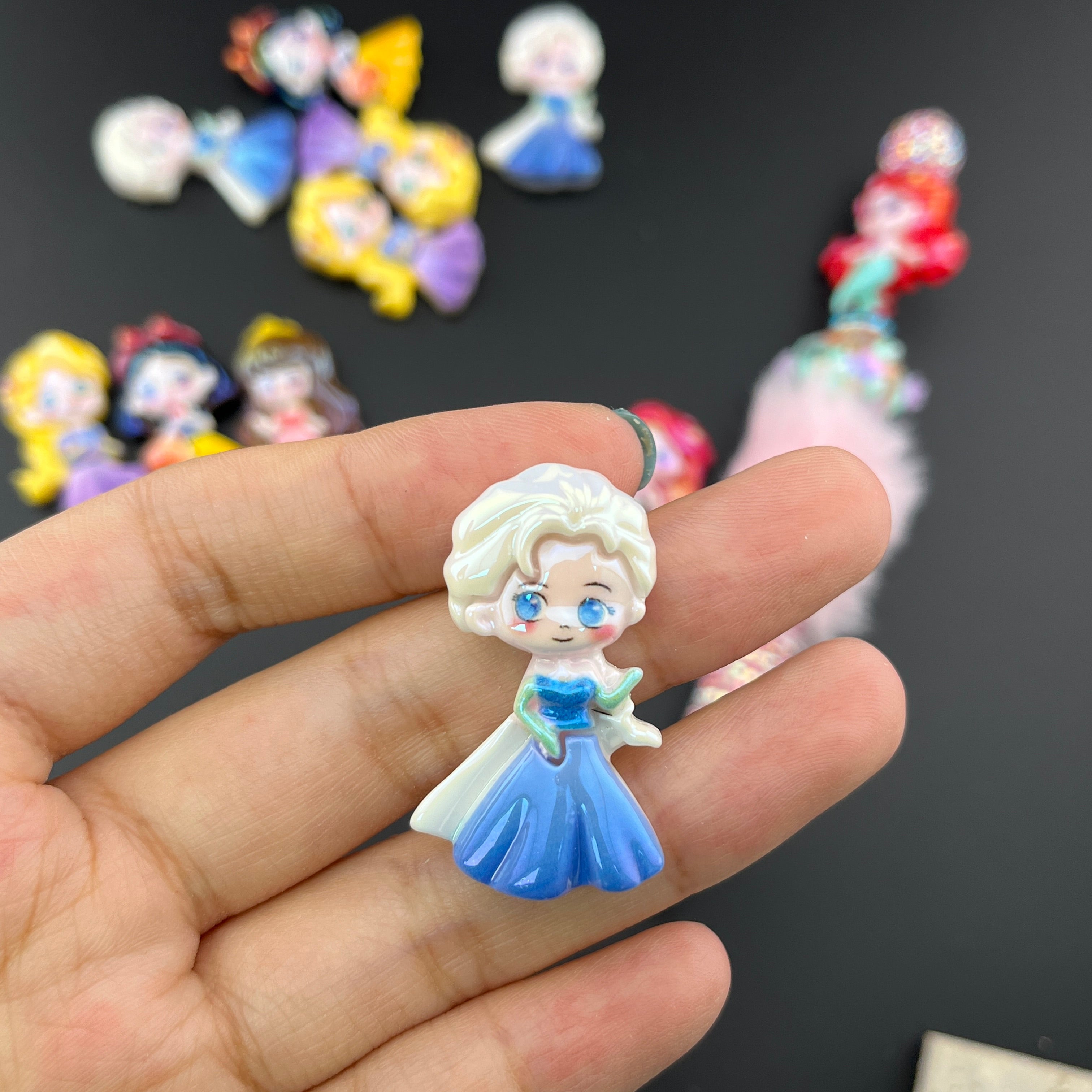 Mixed UV Shiny Cartoon Princess Resin Beads Fit For Beadable Pens