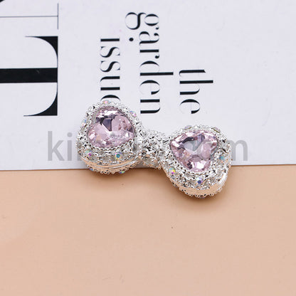 FS4842-Double Heart Bows Beads Fit For Beadable Pens