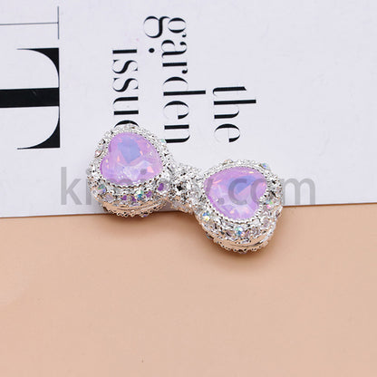 FS4842-Double Heart Bows Beads Fit For Beadable Pens