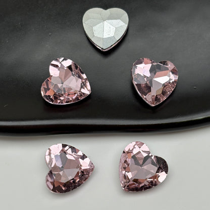 [KM2243]- 14mm Love Heart Crystal Diamonds, Sharp Bottom