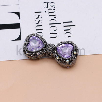 FS4842-Double Heart Bows Beads Fit For Beadable Pens