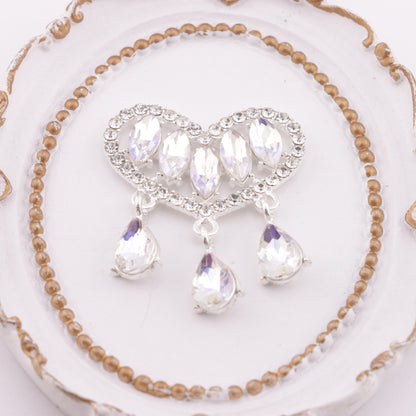 FS6002- 34*40mm Horse - eye Diamond Love - shaped Pendant With Three Drop - shaped Charms