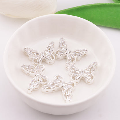FS4474- 26Mm X 20Mm Butterfly Zircon Four - Way Bead Zircon Diamond