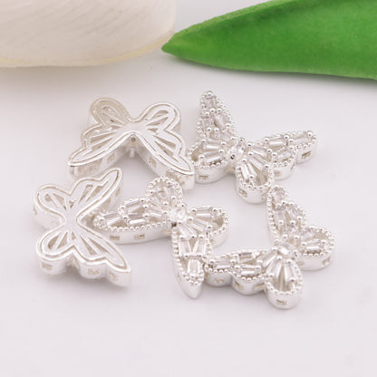 FS4474- 26Mm X 20Mm Butterfly Zircon Four - Way Bead Zircon Diamond