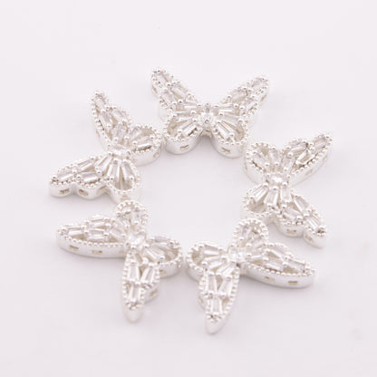 FS4474- 26Mm X 20Mm Butterfly Zircon Four - Way Bead Zircon Diamond