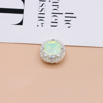 FS4846- 17mm×17mm Square Mocha Alloy Beads That Can Pass Through A Pen