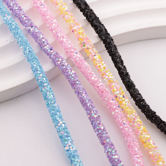 FS6014- About 5mm Round Glitter Flake Rope Round Glitter Flake Rope
