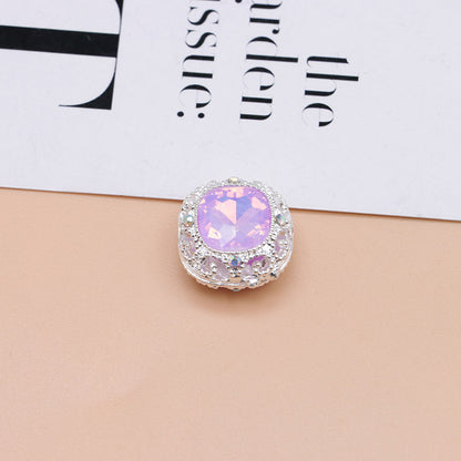 FS4846- 17mm×17mm Square Mocha Alloy Beads That Can Pass Through A Pen