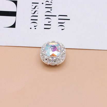 FS4846- 17mm×17mm Square Mocha Alloy Beads That Can Pass Through A Pen
