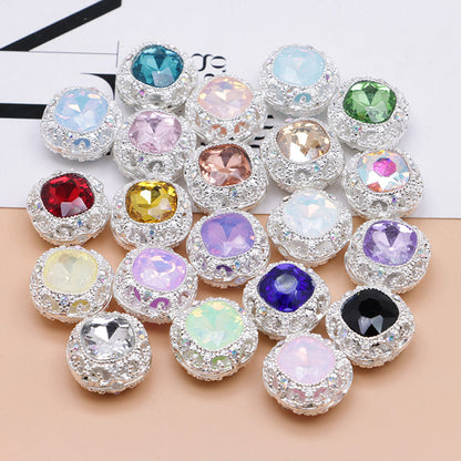 FS4846- 17mm×17mm Square Mocha Alloy Beads That Can Pass Through A Pen