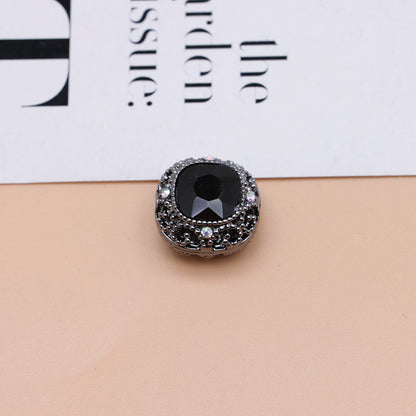 FS4846- 17mm×17mm Square Mocha Alloy Beads That Can Pass Through A Pen