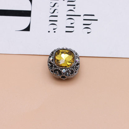FS4846- 17mm×17mm Square Mocha Alloy Beads That Can Pass Through A Pen