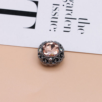 FS4846- 17mm×17mm Square Mocha Alloy Beads That Can Pass Through A Pen