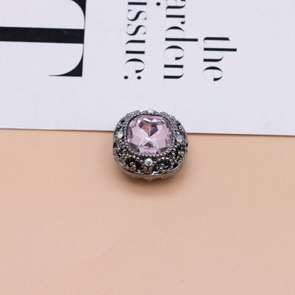 FS4846- 17mm×17mm Square Mocha Alloy Beads That Can Pass Through A Pen