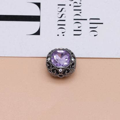 FS4846- 17mm×17mm Square Mocha Alloy Beads That Can Pass Through A Pen
