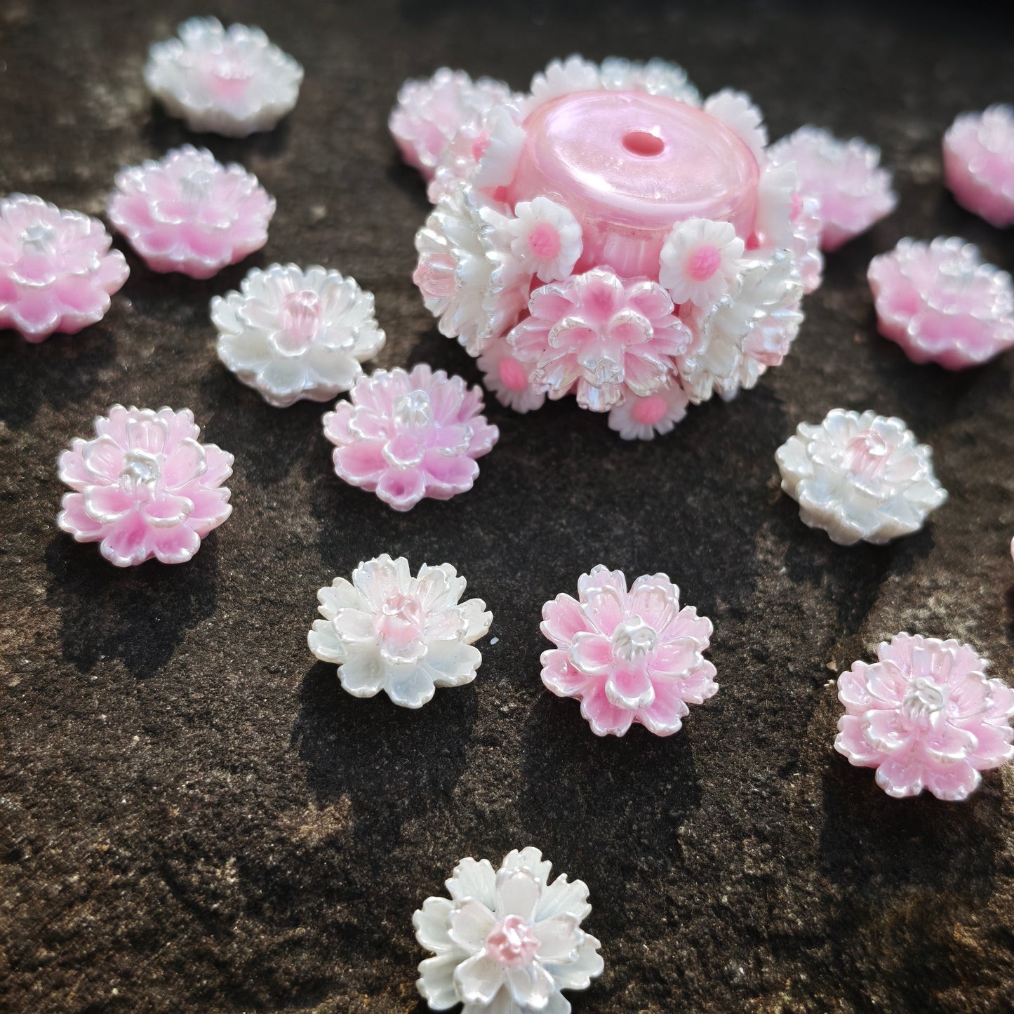 [KM6162]- 12mm Luminous Hibiscus Flower Charms Glow-In-The-Dark Hibiscus Flower Patches Charms