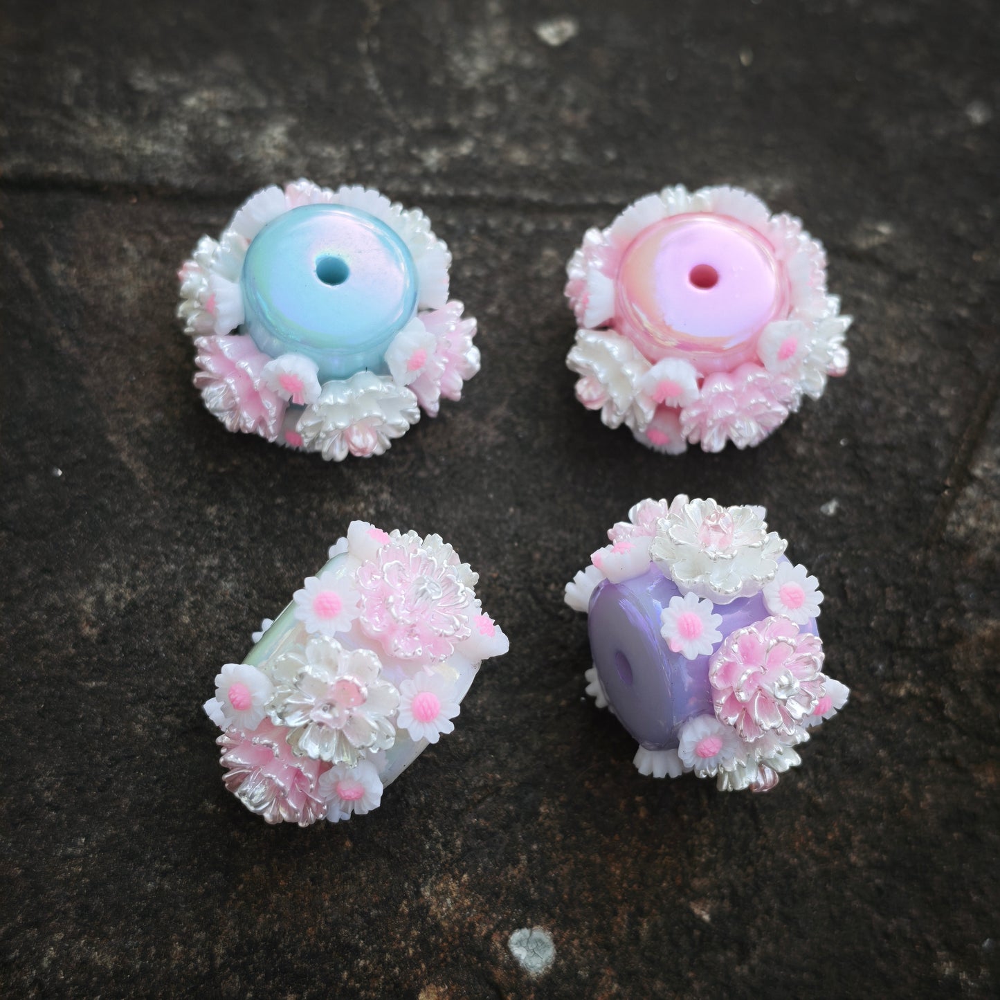 [KM6858]- Handmade Hibiscus Flower Fancy Beads ,Fit For Pens (The BOM See Description)