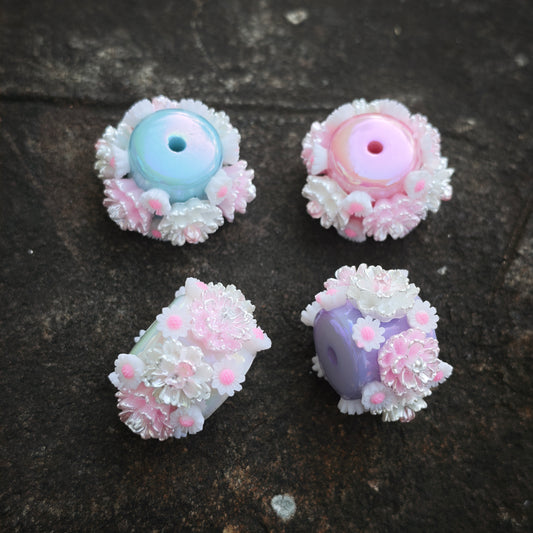 [KM6858]- Handmade Hibiscus Flower Fancy Beads ,Fit For Pens (The BOM See Description)