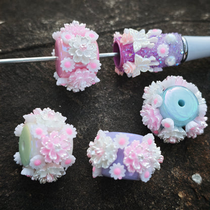 [KM6858]- Handmade Hibiscus Flower Fancy Beads ,Fit For Pens (The BOM See Description)