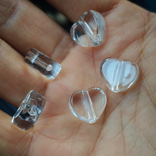 [KM6870]- 14mm*13mm Small Love Heart, Flat Bottom, Based Beads, Fit Pens