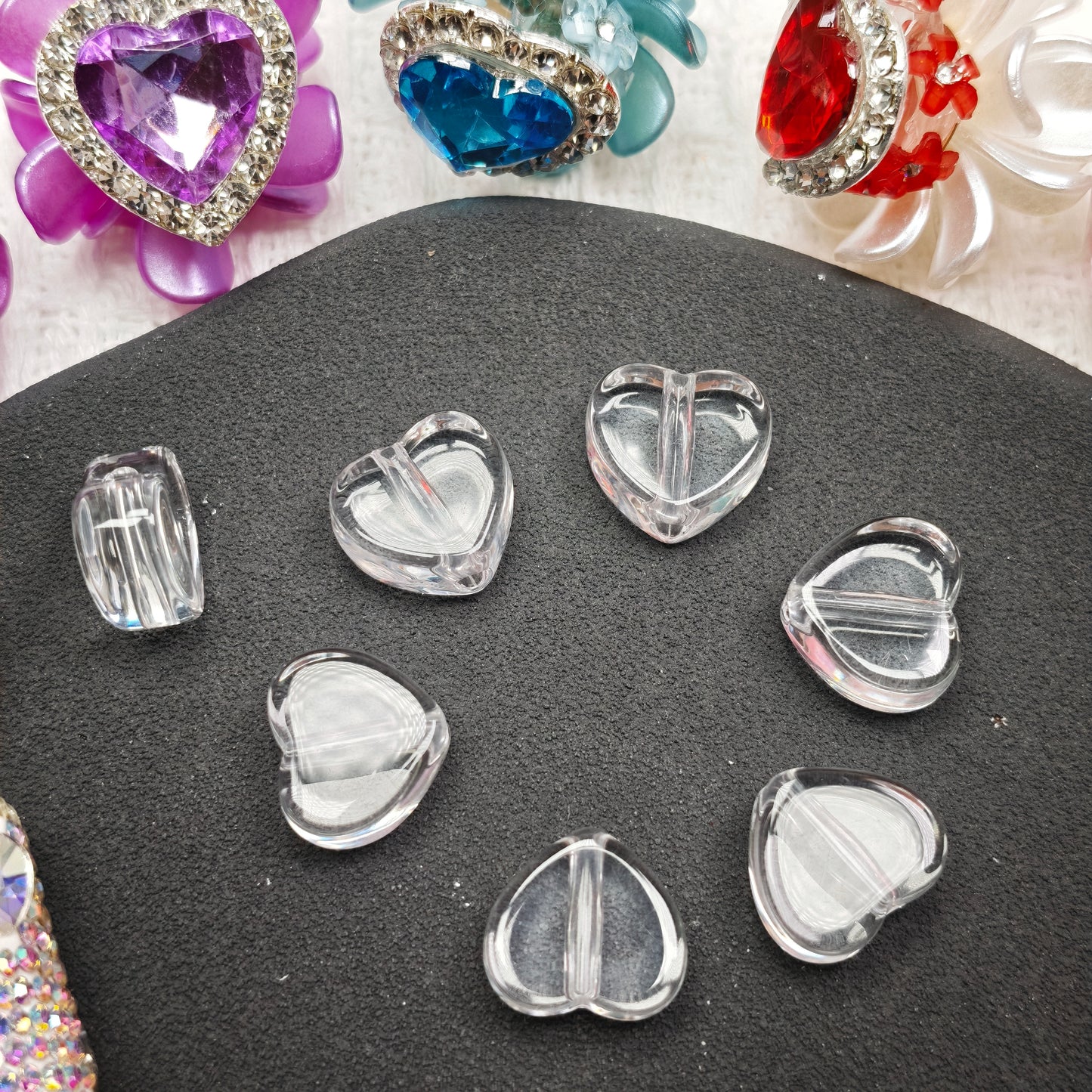 [KM6870]- 14mm*13mm Small Love Heart, Flat Bottom, Based Beads, Fit Pens