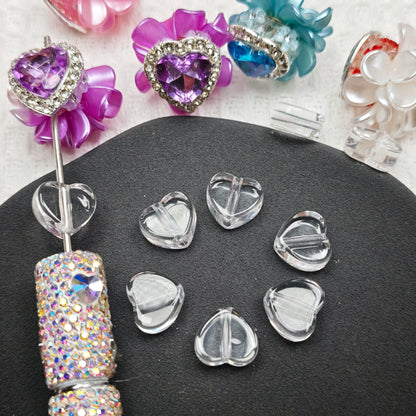 [KM6870]- 14mm*13mm Small Love Heart, Flat Bottom, Based Beads, Fit Pens