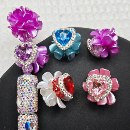 [KM6869]- 30mm 하트 다이아몬드 꽃 모양 장식 비즈, 펜에 적합 (BOM은 설명 참조)