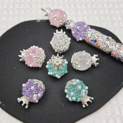 [KM6875]- 18mm*25mm Crown Sugar Fancy Beads With Flower Stand  (The BOM See Description)