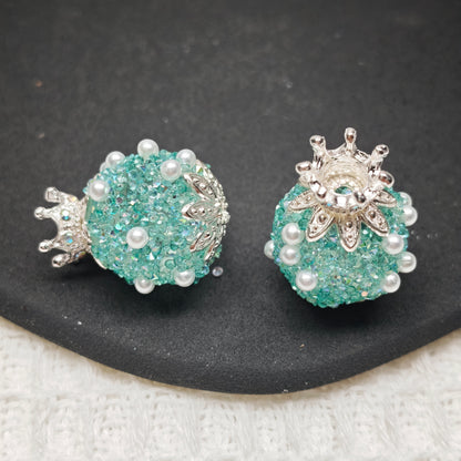 [KM6875]- 18mm*25mm Crown Sugar Fancy Beads With Flower Stand  (The BOM See Description)